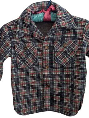 70s Vintage Healthtex Kids Plaid Dagger Collar Jacket Size 5 Youth